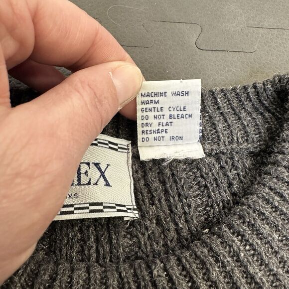 Vintage 90s Duplex Designs Men's Crewneck Sweater Size Large Grey Heavy Charity - Picture 7 of 12